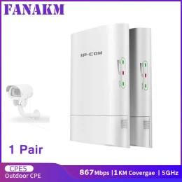 Roteadores 2pcs ao ar livre 5GHz Wireless WiFi Repeater Extender 1 km de longo alcance CPE ao ar livre 867 Mbps Ponto de acesso AP WiFi Bridge Client Router