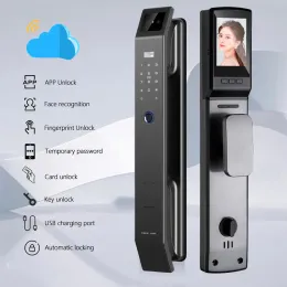 Controllare la serratura smart port a faccia 3d fingerprint card swip meccanical tastiera gatto occhio impermeabile sblocco app