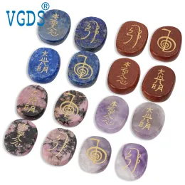 Display Hot 4Pcs Natural Quartz Agate Lapis Lazuli Reiki Symbol Energy Stone Cho Ku Rei Sei He Ki Dai Ko Myo Gem Healing Crystal Jewelry