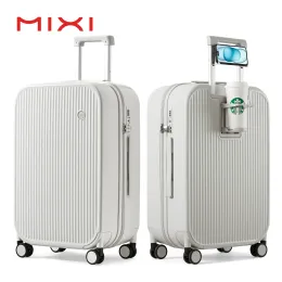 Багаж Mixi 2024 Новый дизайн чемодан с багажом с чашкой телефона Hard Shell Rolling Buggage PC Spinner Wheels Case