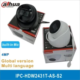 렌즈 무료 배송 Dahua 오리지널 IPCHDW2431TASS2 4MP HD POE 내장 마이크 SD 카드 슬롯 H.265 IP67 30M IR 스타 라이트 돔 카메라