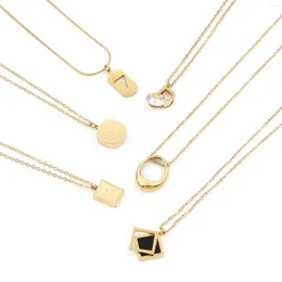 Pendant Necklaces 1pc 304 Stainless Steel Stylish Link Cable Chain Necklace 18K Gold Plated Oval Fashion Jewelry