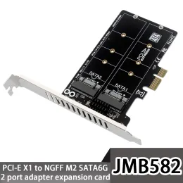 Schede Dual M.2 Adattatore PCIE per SATA o PCIE NVME SSD, M.2 SSD SATA (chiave B) 22110 2280 2260 2242 2230 a PCIE X 1 Host Card