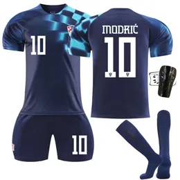 Fußball -Sets/Tracksuits Tracksuits 2223 Kroatien Auswärts -Weltmeisterschaft Nr. 10 Modric Shirt Set Original