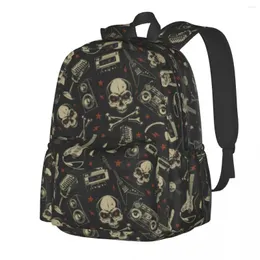 حقيبة ظهر Metal Music Skull Grunge Punk Backpacks Gril Design Soft School Facs Fun Rucksack