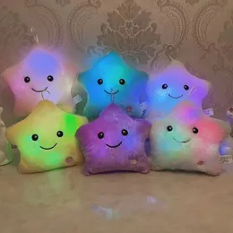 Creative Toy Luminous Pillow Soft Stuffed Plush Glowing Colorful Stars Cushion Led Light Toys Gift For Kids Children Girls 240422