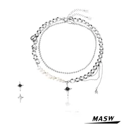 Collane Masw Design Original Fashion Chain Necklace 2021 Nuova tendenza a due strati Natural Glass Star Star Neckace Women Women Women Jewelry