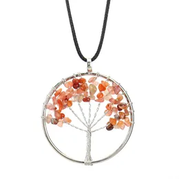 Handmade Crystal Wealth Tree Necklace with Colorful Silk Wrap
