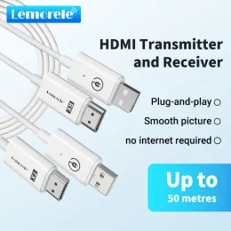 스틱 Lemorele HDMI 무선 송신기 수신기 익스텐더 키트 164ft/50m 무선 디스플레이 TV 카메라 스트리밍 프로젝트 용 동글