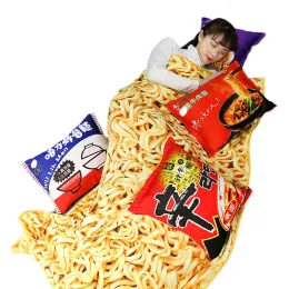 Dolls Kawaii Simulation Maruço Joga travesseiro com cobertor de alimentos de pelúcia ramen travesseiro de almofada de alimentos para luxuosos decoração de casa