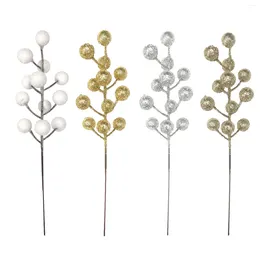 Dekorativa blommor 12 huvuden Gold Silver Glitter Berry Branch Artificial Simulation Foam bär Diy Christmas Tree Decor Wreath Garland