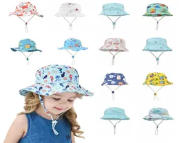 5pcs Kids Baby Sun Hat Hat Cartoon Cartocolho Impresso Capt de Captão 5m8y 26 Cores meninos meninas moda moda abordagem de ajuste Caps UV Protec8808871