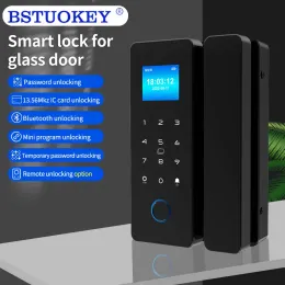 Управление Hahalock App -Отпечатка отпечатков стеклянных замков Bluetooth Smart Glass Doage Electronic Digital Lock RFID IC Card Дистанционное управление дистанционным управлением