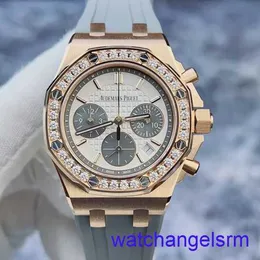 AP Armband Uhr Chronograph Epic Royal Oak Serie 26231or Rose Gold Original Diamond Automatic Mechanic Womens Uhr 37mm