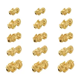 Strands 50Pcs Real 24K Gold Plated Alloy Beads Pixiu Chinese Character Cai Lucky Beads Charms For DIY Handmade Bracelet Jewelry Making