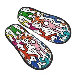 Tofflor Human Art Guest for El Women Custom Print Graffiti Haring Keiths House Slipper