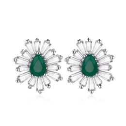 Brincos moda e luxo 4 * 6mm avó sintética Gotas verdes com brincos de diamante 925 Brincos de estilo elegante de prata