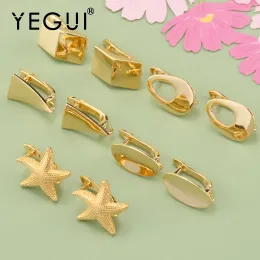 Componentes Yegui M804, Acessórios de Jóias, Batilhas de ouro de 18k, 0,3 mícrons, encantos, fabricação à mão, fabricação de jóias, brincos de bricolage, clipe de ouvido, 10pcs/lote