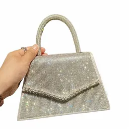 Hantera Rhinestes Crystal Shoulder Bag Luxury Designer Purses and Handbag Femme Evening Clutch Bag Sier Shiny Crossbody Bag G9az#