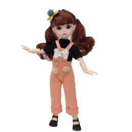 Dockor Nya 30 cm BJD Doll 23 Moveble Foges 1/6 BJD Girls Dress 3D Brown Eyes Toy With Clothes Shoes Kids Toys for Girls Children Gift