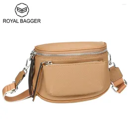 Totes Royal Bagger äkta läder sadelväskor stor kapacitet crossbody väska trendig retro axelväska för kvinnor 1646