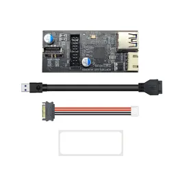 Cards 19pin to Type E + 19Pin Motherboard 1 to 2 Splitter USB 3.2 GEN 1 Hub Adapter Conector AKEY 19Pin to Dual 19P Extension Card