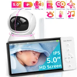 Monitors 5'''''''Display Baby Monitor Pantiltzoom Video Bebek Monitörü Kamera ve Ses Gece Görüşü 2 Yolu Konuşma Sıcaklığı 8 Ninnileri
