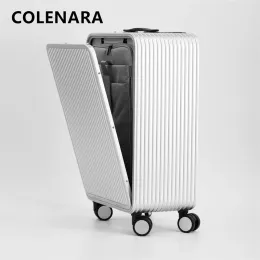 Luggage COLENARA Suitcase 17"20"24 Inch Men's All Aluminum Magnesium Alloy Trolley Case Front Opening Boarding Box Rolling Luggage