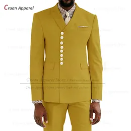 Formell kostym för män bröllop bankett groomsman elegant blazer byxor 2 stycken kväll fest skräddarsydd klassiska manliga kostymer 240410