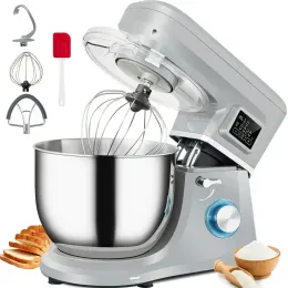 Mixadores Stand Mixer, 660 W, Misturador de massa de 6 anos com tempo de tela LCD, Tilthead Food Mixer com 7,4 qt tigela