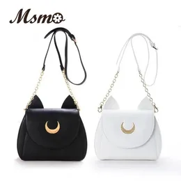 Black Sailor Moon Luna Artemis Spalla Borsa signore Luna Cat Pulosa Borsa di pelle Donne Messenger Cross Counch Borse 240407