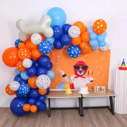 Decoração de festa 113 peças com tema de cão conjunto adequado para festas de aniversário decoradas com osso azul e laranja