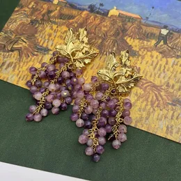 Форма винограда Женщины Серьги Мраморная фиолетовая смола бусин