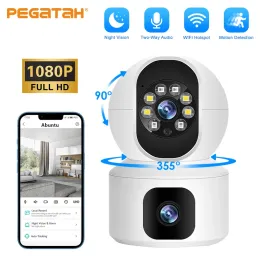 Pegatah 1080p Wi -Fi 카메라 무선 베이비 모니터 자동 추적 AI 인간 탐지 실내 홈 Secuiryt 감시 PTZ 카메라를 모니터링합니다.