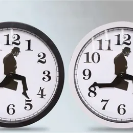 Wall Clocks of Round Shape British Ministry Silly Walk Clock Comedian Home Decor Novelty Watch Funny Walking Silent Mute ing s Q240509