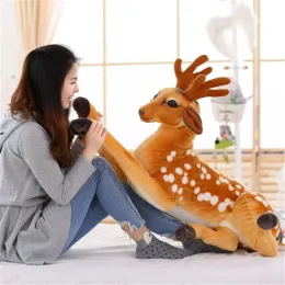 Kuddar Ny sittplats Simulering Deer Plush Toy Pillows Bemannad Sika Deer Toy For Kids Baby Doll Children's Birthday Present M027