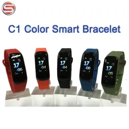 Wristbands C1 Plus Smart Bracelet Color Screen Wristband Blood Pressure Fitness Tracker Heart Rate Monitor Smart Band for Android IOS B48