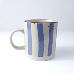 10 oz Padrão rústico de listrado azul de 10 oz caneca Stoare com design de tira 240418