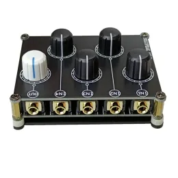 Amplifikatör MX41 Pasif 3.5mm Hat Seviyeleri Kontrolü, Mini 4 Yollar Pasif Ses Mikseri Stereo 4in1out Aux Audio Mixer