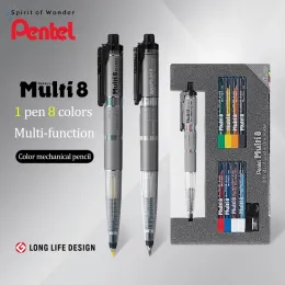 Pens Pentel Multi8+ Module Multifunctional Pen PH802/PH803 Colored Ballpoint Pen Colored Mechanical Pencil Painting Handdrawing