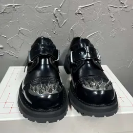 Guangzhou Men's grossa Soled Rivet Mengke Derby Inses Premium Shoes Premium Casual Round Toe Black Small Leather