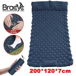 Aufblasbare Matratze 2 Person Outdoor Campingmatte mit Luftkissen tragbare Luftmatratze wasserdichte Rucksackpakete 240416