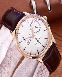 Luksusowe męskie automatyczne zegarek Rose Gold Men039s Przezroczysty mistrz Ultra cienkie zegarki Czarne białe tarcze skórzane pasek 1372520 Mężczyźni 6962000