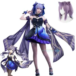 Anime kostymer genshinimpact ke qing game cosplay come lila peruk underbar klänning sexiga cos kostymer för kvinnor lolita klänning cosplay fina kläder y240422