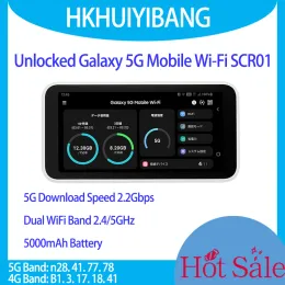 أجهزة التوجيه غير مقفلة Galaxy 5G Mobile WiFi SCR01 SIM بطاقة WIFI ROUTER 5G 4G WIFI Pocket Mifi Hotspot Dual Band Wireless LTE MODEM