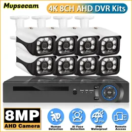 Lens Factory Outdoor 8ch Sicherheitset 4K AHD DVR Kit Kamerabewegungserkennung Videoüberwachung 8 Kanal CCTV -Überwachungskamera -System