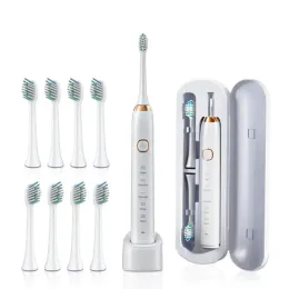 رؤساء فرشاة الأسنان الكهربائية سونيك تلقائيًا تلقائيًا بالكامل للرجال والنساء فرشاة أسنان متعددة لتنظيف شحن USB مكثف