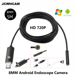 カメラJCWHCAM HD 2MP 6 LED 8mm Len 1M 5M Android USB内視鏡IP67防水検査ボアスコープチューブカメラOTG Android電話720p