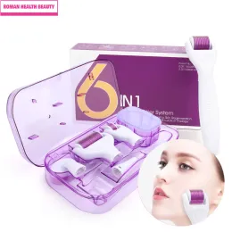 Roller 6 in 1 kit rullo derma a microneedle per il corpo dell'occhio del viso 300/720/1200 Sistema di rotolamento Microneedling Roller Roller Bellezza Strumento di cura della bellezza