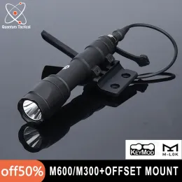 Escopos Surefir M600C lanterna tática M300A Luz Mlok Keymod Offset Optic Picatinny Monte Airsoft Base Luz de Caça